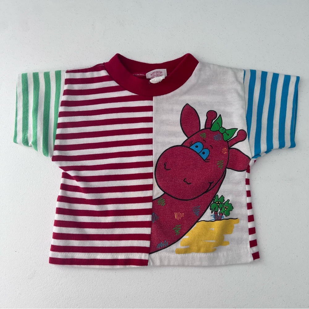 Vintage Buster Brown Striped T-Shirt with Giraffe Size 2T